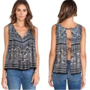 Free People Myna Tank  Raw Top Open Tie Back boho